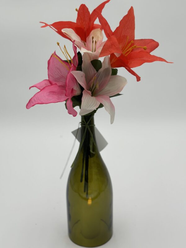 Floral wine bottle with LED candle